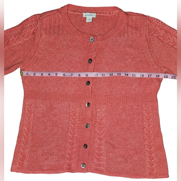 Sundance Womens Villa Cable Knit Coral Cardigan Sweater Size Medium - Picture 9 of 13